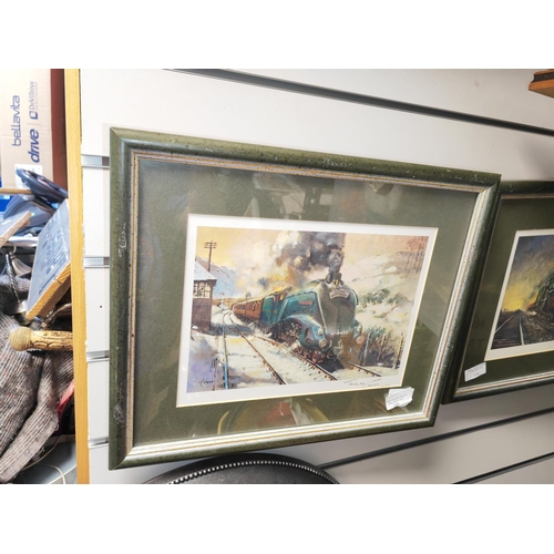 130 - Framed Print Of The Flying Scotsman Train Wet Signed By Terence Cuneo Commissioned By The Post Offic... 