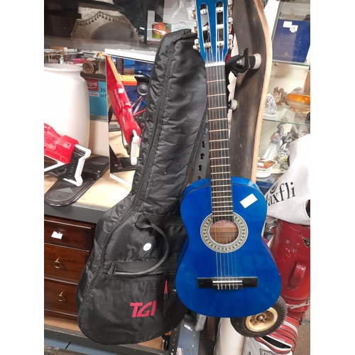 93 - Blue Accoustics Guitar Needs Attention