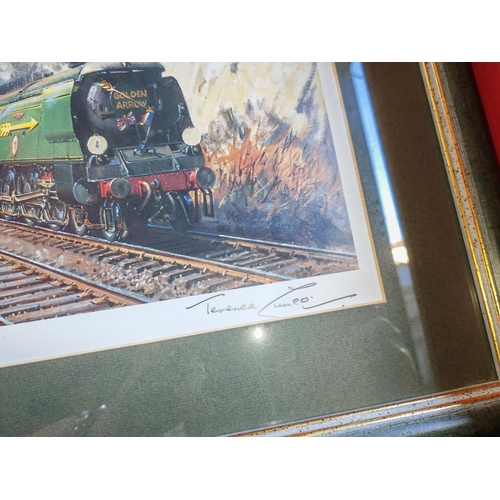 125 - Framed Print Of The Golden Arrow Train Wet Signed By Terence Cuneo Commissioned By The Post Office F... 