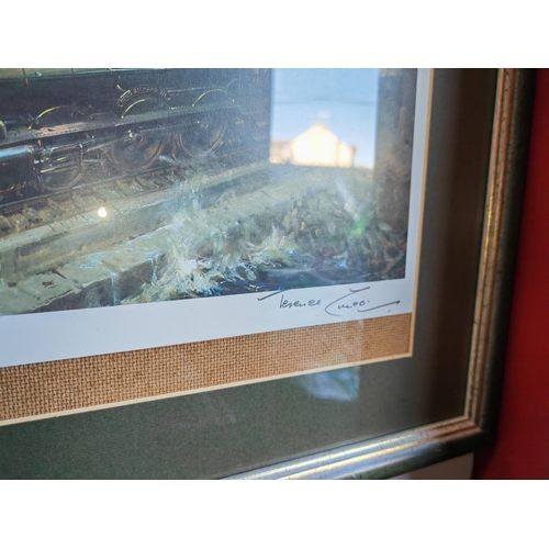 126 - Framed Print Of A Train Wet Signed By Terence Cuneo Commission By The Post Office For Special Stamps
