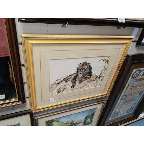 106 - Framed Oil Painting Of A Lion