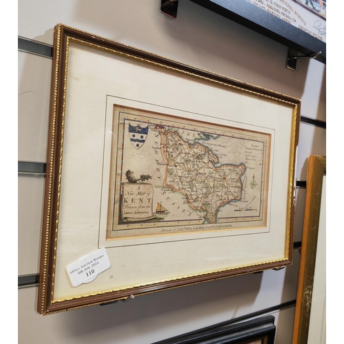 110 - Small Framed Antique Map Of Kent