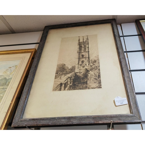 113 - Framed Etching Of A Church Published In Chester 1910