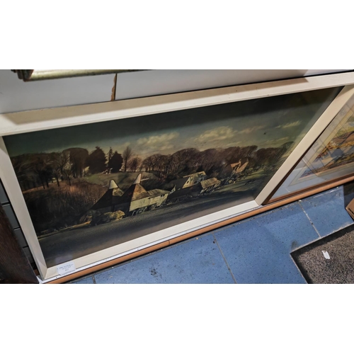 117 - Framed Farming Print With Oast Houses