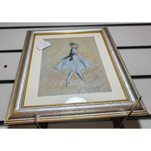 118 - Signed Pastel Drawing Of A Ballerina, Glazed & Framed, Frame Approx 31 X 25.5Cm