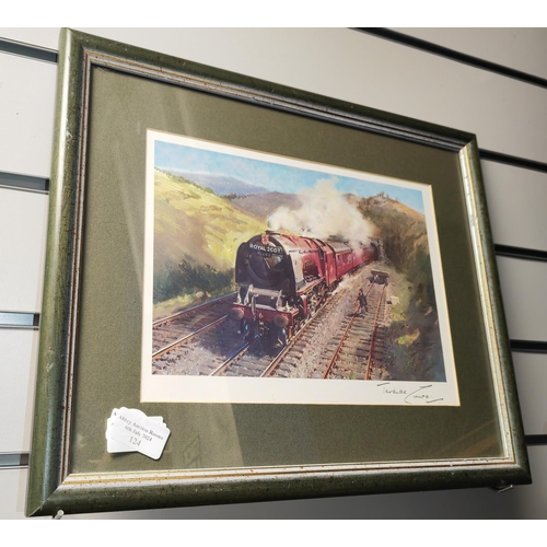 124 - Framed Print Of The Royal Scott Train Wet Signed By Terence Cuneo Commissioned By The Post Office Fo... 