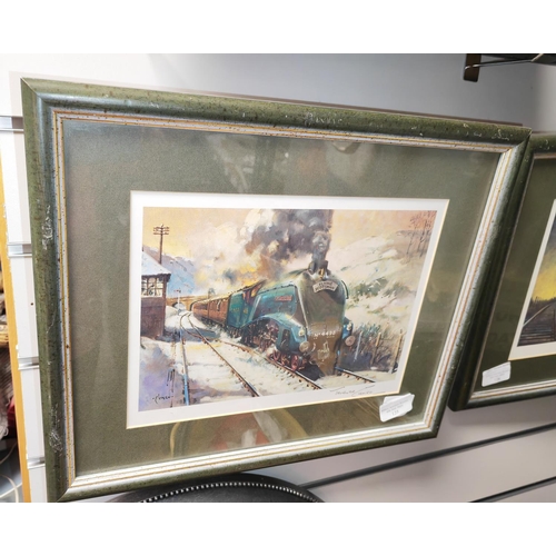 125 - Framed Print Of The Flying Scotsman Train Wet Signed By Terence Cuneo Commissioned By The Post Offic... 