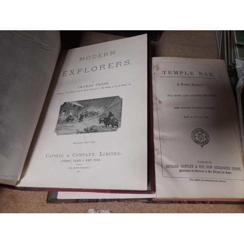 2 - 2 Old Leather Bound Books - Explorers 1883 + Temple Bar