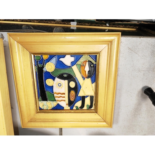 464 - 2 Framed Abstract Tiles