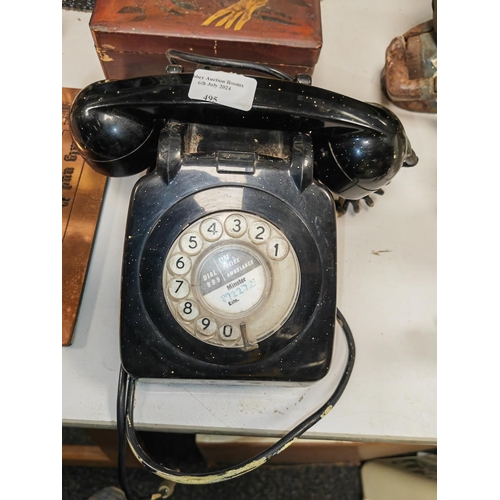 495 - Vintage Black Dial Up Telephone