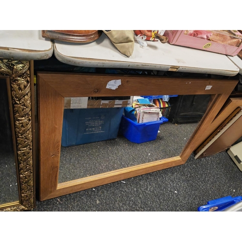 585 - Large Oak Framed Mirror 37