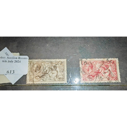 613 - 2/6 + 5/- Seahorse Stamps