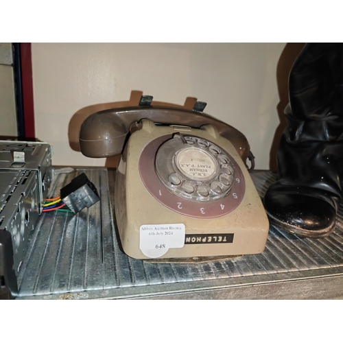 648 - Vintage Green Dial Up Telephone