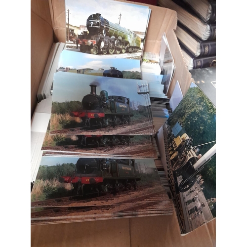 8 - Box Of 100'S Of Train And Bus Postcards