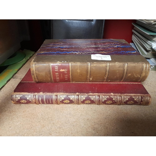 2 - 2 Old Leather Bound Books - Explorers 1883 + Temple Bar