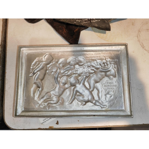 533 - Alluminium Cherub Wall Plaque Dated 1915