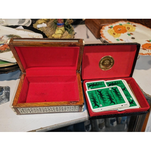 546 - Inlaid Box Plus A Bridge Card Set In Box