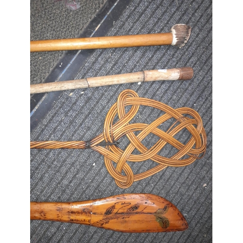 793 - 2 Walking Sticks A Souvenier Tribal Club, Carpet Beater