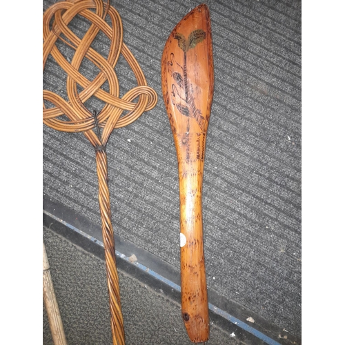 793 - 2 Walking Sticks A Souvenier Tribal Club, Carpet Beater