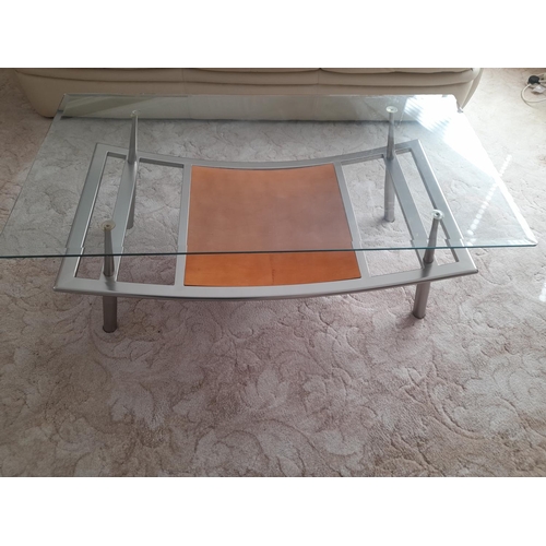 807 - Oblong Designer Glass Topped Coffee Table