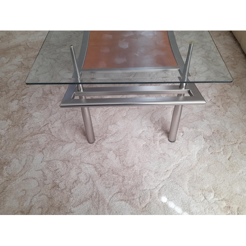 807 - Oblong Designer Glass Topped Coffee Table