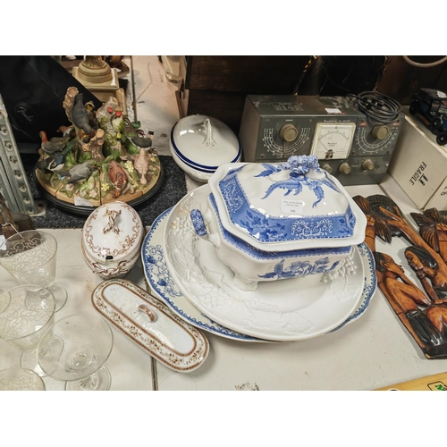 446 - Selection Of China Including Tureen With Broken Foot, 2 Large Serving Plates Plus 2 Other Lidded Pot... 