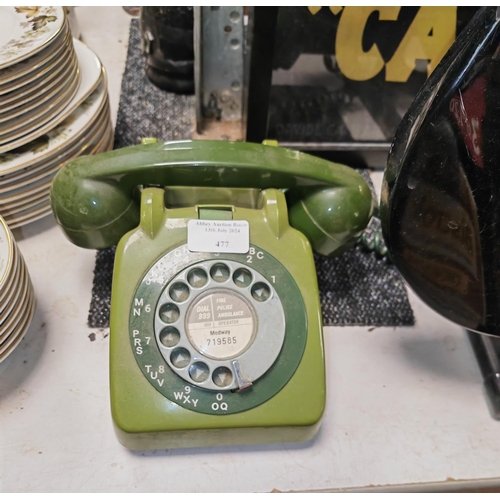 477 - Green Dial Up Telephone