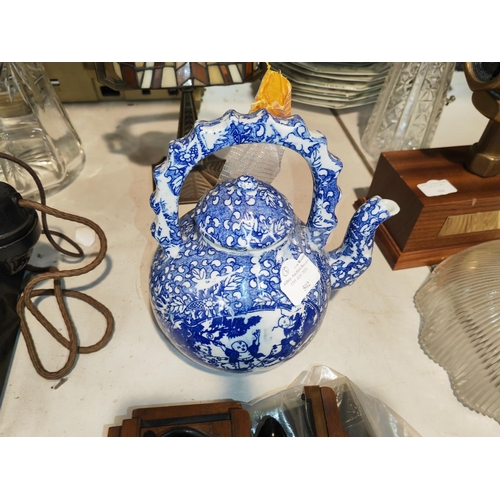 502 - Chinese Blue And White Teapot Stamp To Base