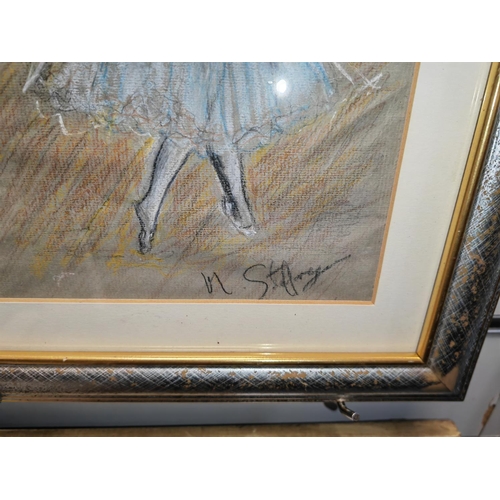 102 - Signed Pastel Drawing Of A Ballerina, Glazed & Framed, Frame Approx 31 X 25.5Cm