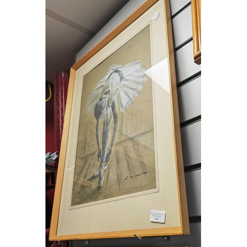 100 - Framed Pastel Of A Ballerina By S M White