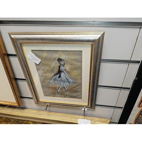 103 - Signed Pastel Drawing Of A Ballerina, Glazed & Framed, Frame Approx 31 X 25.5Cm
