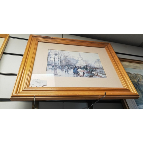 105 - Framed Print Of Street Scene + Small Frame Print Of A Teddy Bear