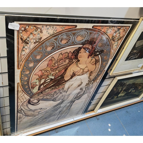 107 - Large Mucha Print Art Nouveau Style Lady