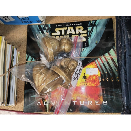 204 - 2 Star Wars 2000 Calendars Plus 3 Heads