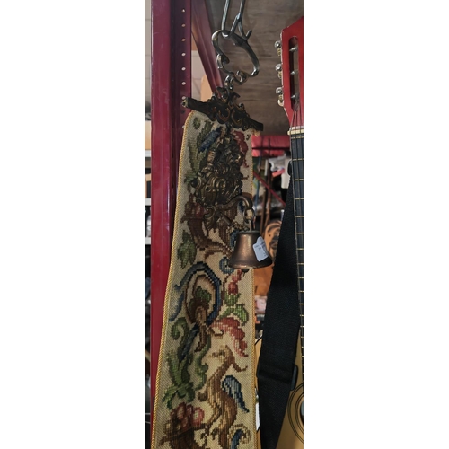 212 - Brass Hanging Bell With Tapestry