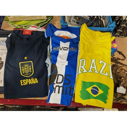 214 - 3 Spain/Argentina/Brazil Shirts Xl & M