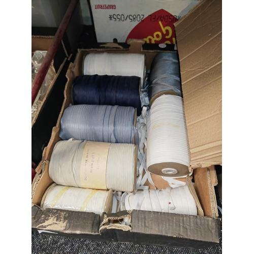 218 - Tray Of Assorted Rolls Of Ribbons Inc Single Satin