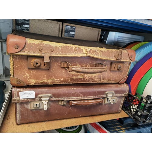 29 - 2 Small Brown Suitcases 1 With Tools And 1 With Games