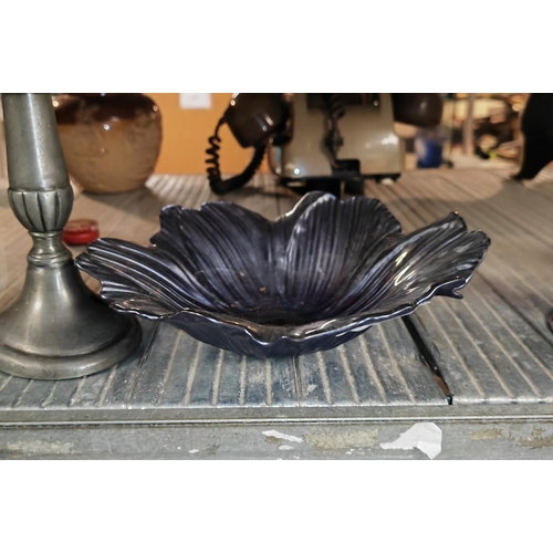 430 - Blue Lustre Glass Dish