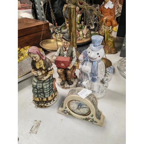 444 - 3 China Ornaments Plus A Clock