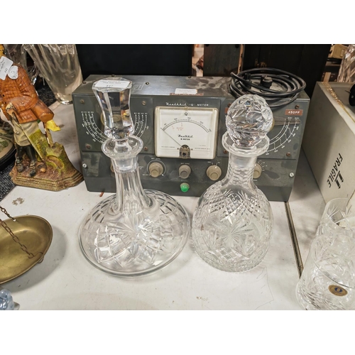 447 - Cut Glass Crystal Ships Decanter Plus A Whiskey Decanter