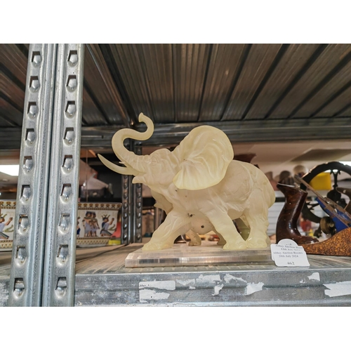 462 - Frosted Resin Elephant One Tusk Missing