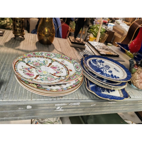 469 - Selection Of Plates Including Oriental Plus Some Will Ow Patterned Plates