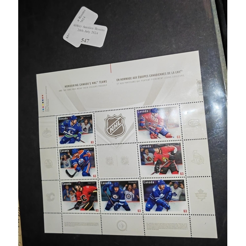 547 - Canada Embossed Ice Hockey Stamp Sheet