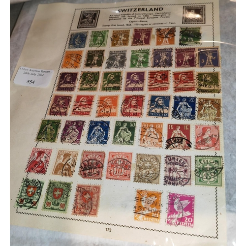554 - Page Of Swiss Stamps