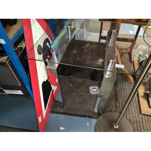 674 - Glass And Metal Coffee Table