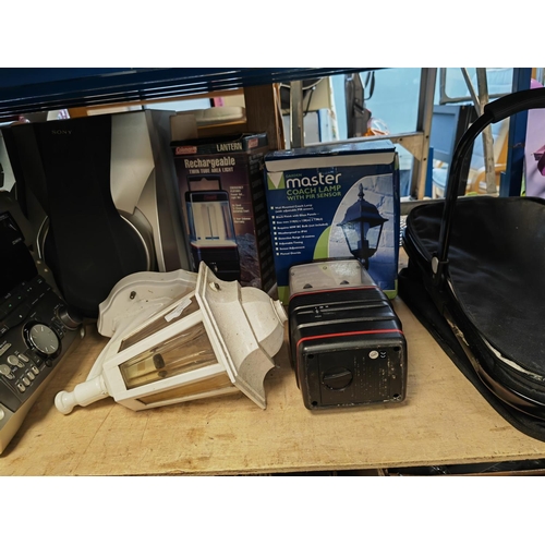 683 - Outside Wall Lantern Plus A Coleman'S Twin Tube Rechargeable Lantern No Battery No Bulbs