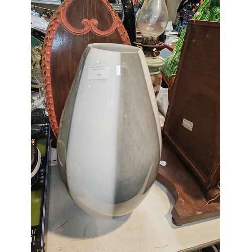 705 - Modern Large Grey And White Stripped Vase