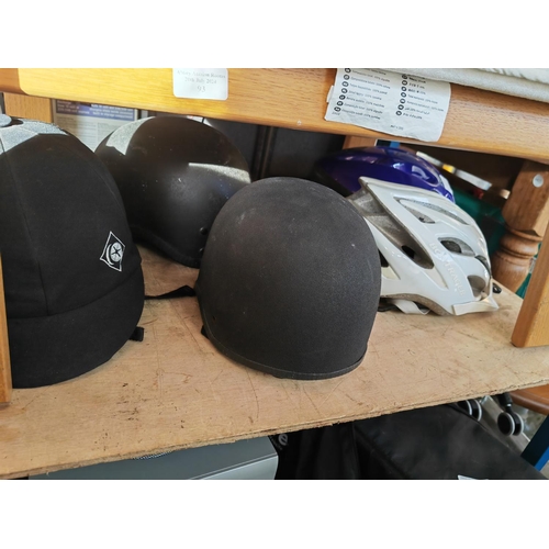 94 - 3 Horse Riding Helmets And 2 Push Bike Helmets