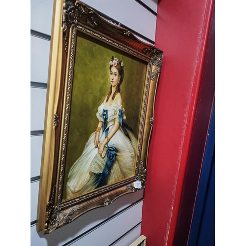 119 - Gilt Framed Oil On Board Of A Victorian Lady Unsigned